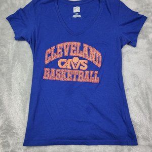 Cleveland Cavs Cavaliers NBA Hardwood Classics T-shirt Blue Women's V neck Large